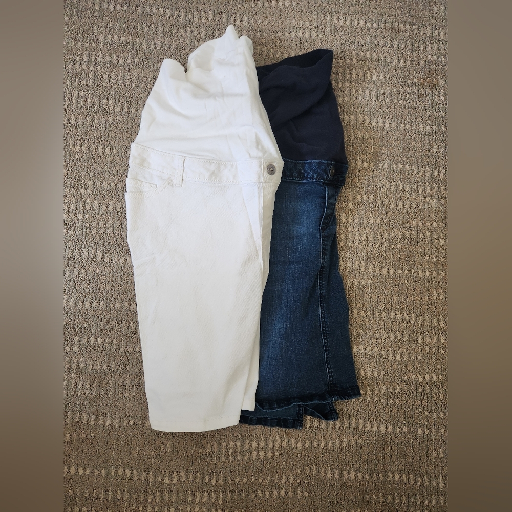 White and Blue Denim Maternity Skirt Bundle
